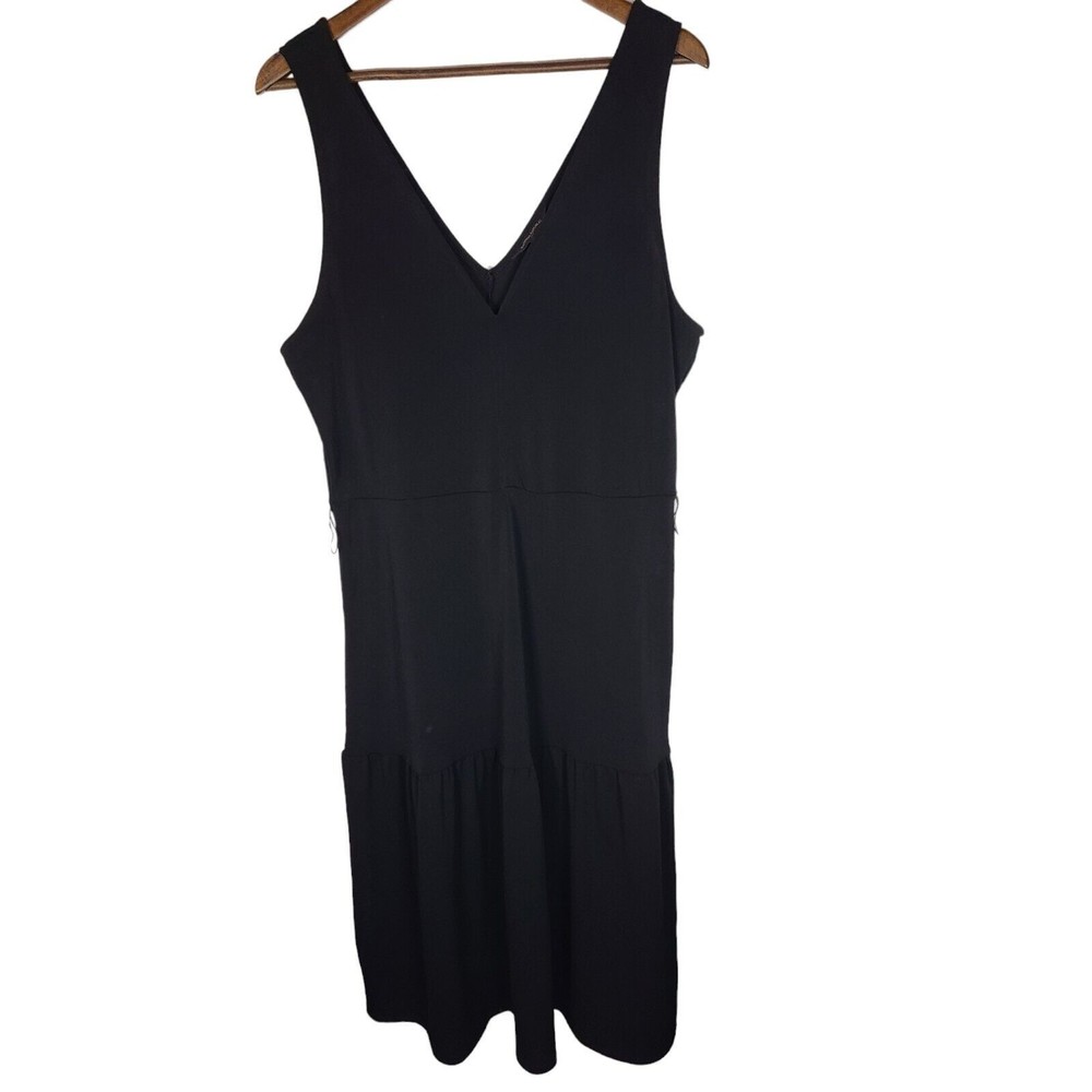 Banana Republic Black Double V Neck Midi Dress Womens Large